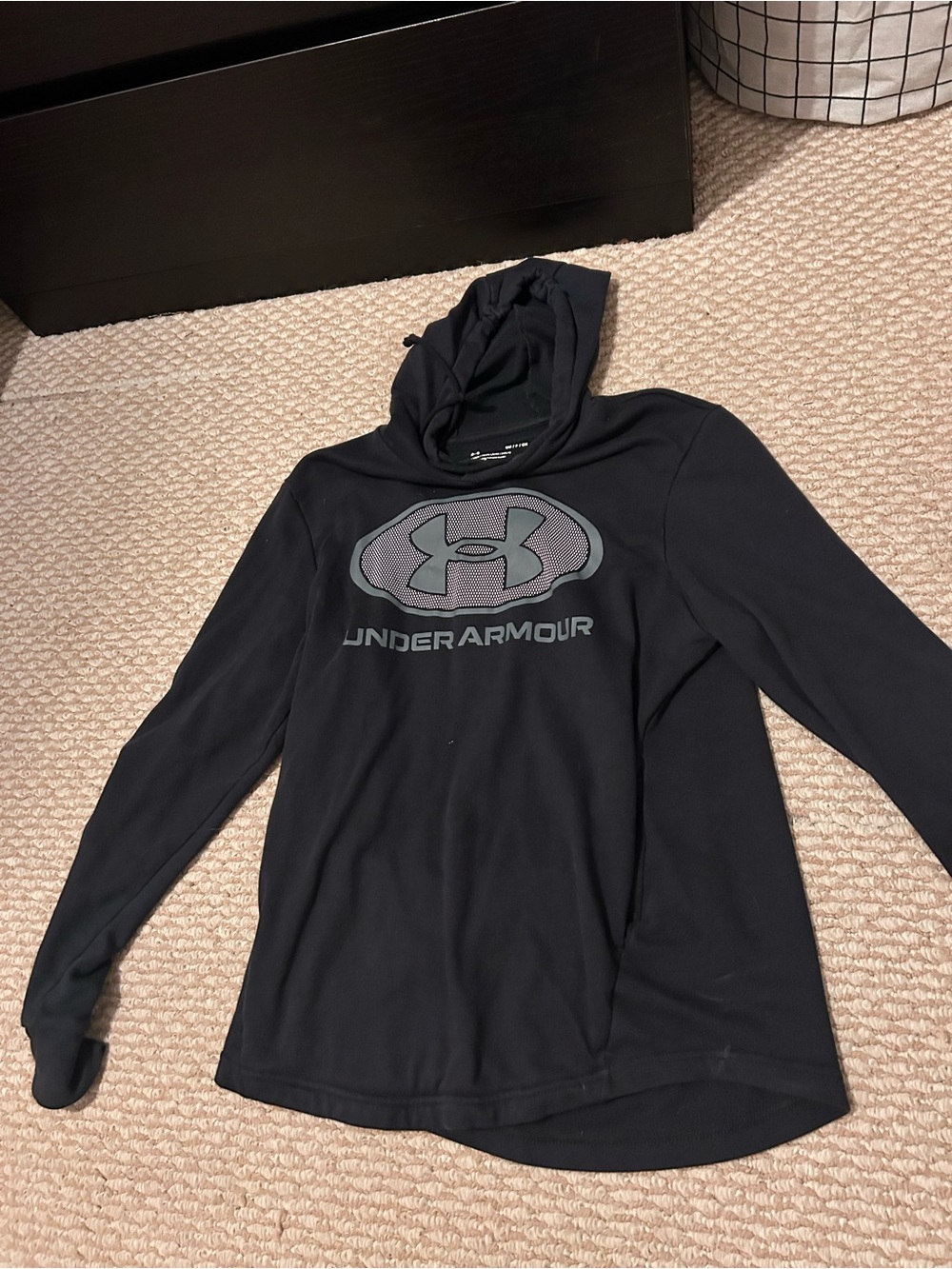 Under Armour Black Kids' Hooded Long Sleeve Logo Pullover